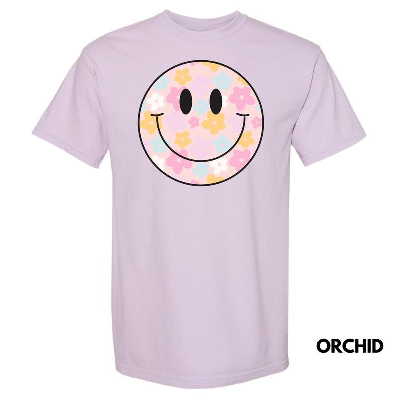 Pastel Flowers Happy Face Comfort Colors 'NLB' - Adult & Kids T-Shirts, Sweatshirts & Hoodies apparel design preview 1