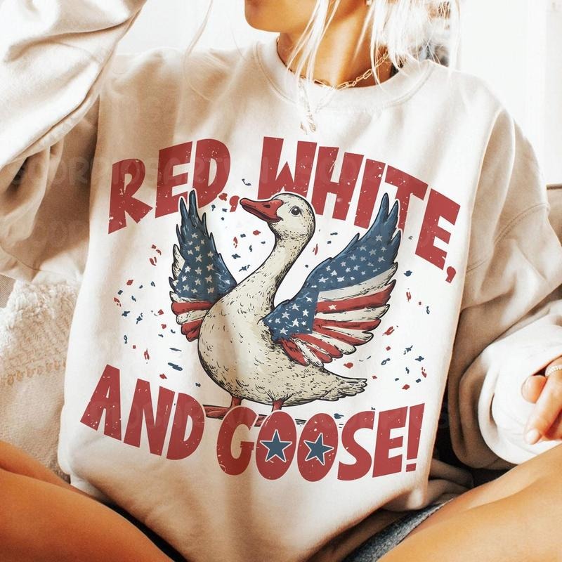 Patriotic 4th July Goose Retro Red White Funny - Adult & Kids T-Shirts, Sweatshirts & Hoodies apparel design preview 1