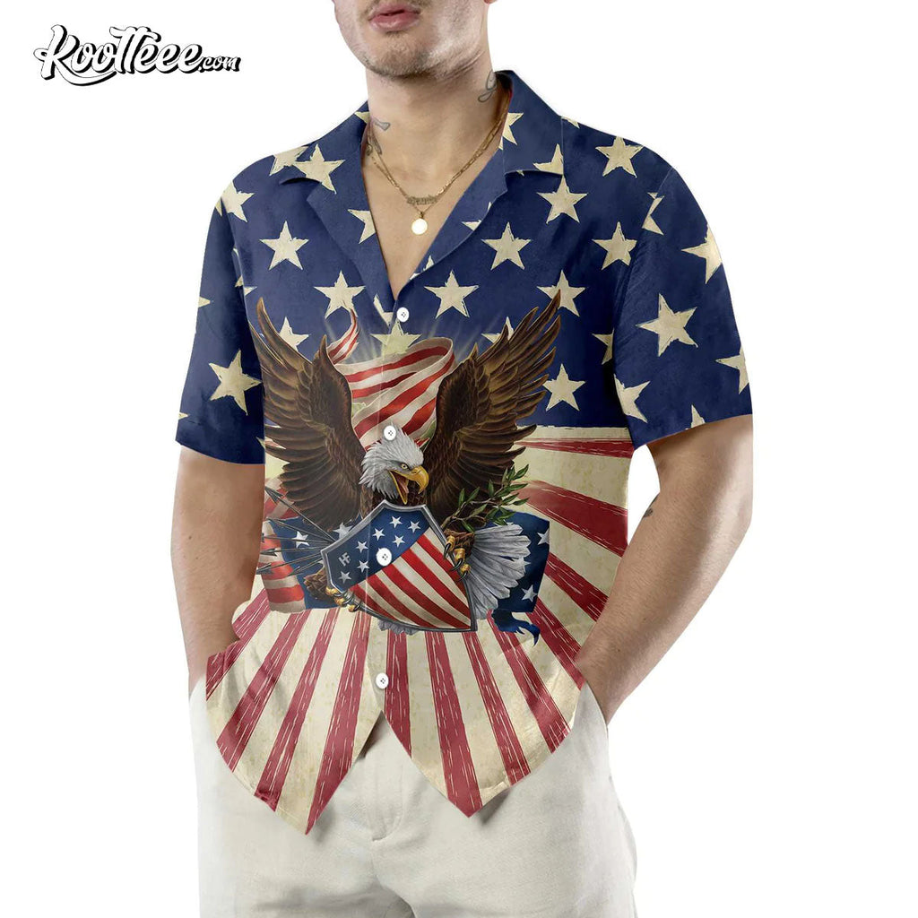 Patriotic Eagle Defending Honor And America Hawaiian - Adult & Kids T-Shirts, Sweatshirts & Hoodies apparel design preview 1