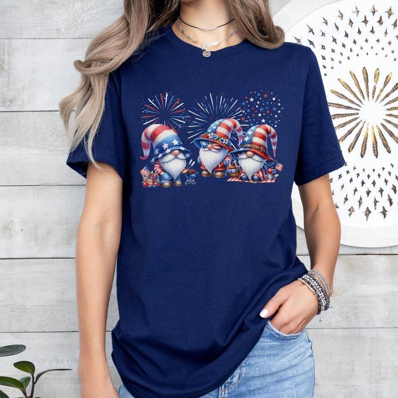 Patriotic Gnome 4th July Lover Red White Blue Cute - Adult & Kids T-Shirts, Sweatshirts & Hoodies apparel design preview 1