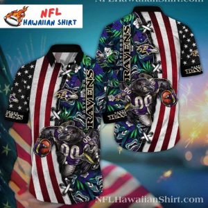 Patriotic Ravens Pride American Flag Hawaiian - Adult & Kids T-Shirts, Sweatshirts & Hoodies apparel design preview 1