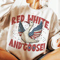 Patriotic Red White Goose Retro 4th July Coquette Bow - Adult & Kids T-Shirts, Sweatshirts & Hoodies apparel design preview 1