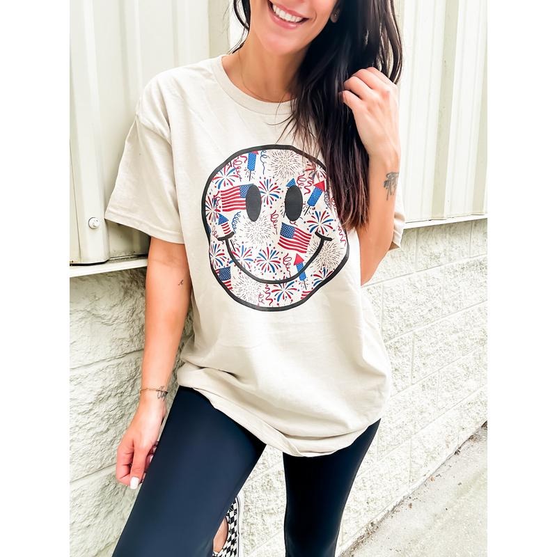 Patriotic Smiley Top - Adult & Kids T-Shirts, Sweatshirts & Hoodies apparel design preview 1