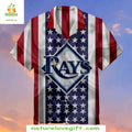 MLB Tampa Bay Rays Hawaiian Patriotic Baseball - Adult & Kids T-Shirts, Sweatshirts & Hoodies apparel design preview 1