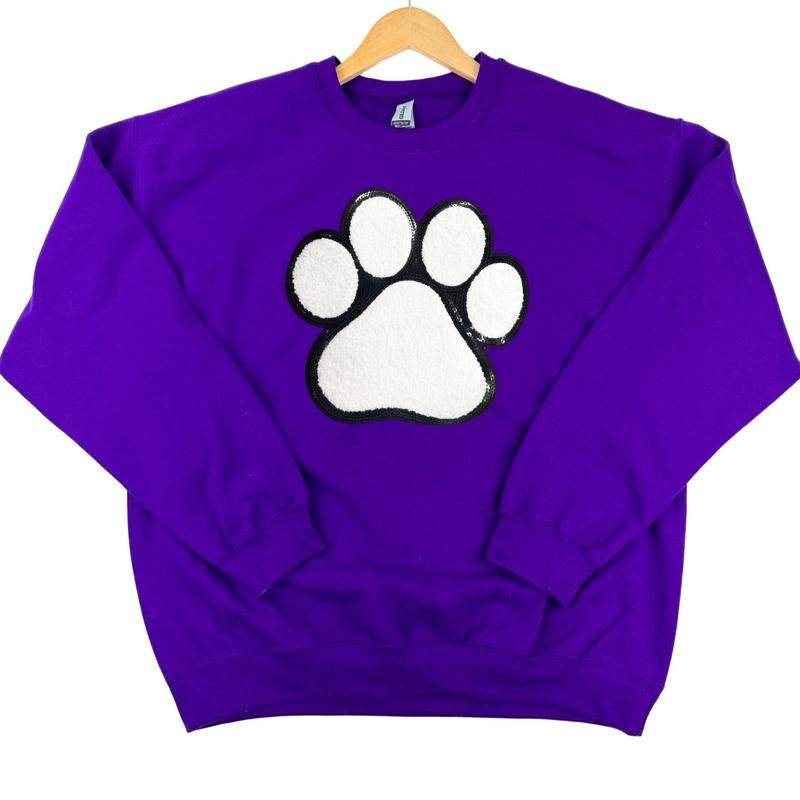 Paw Chenille Sequin Patch PURPLE - Adult & Kids T-Shirts, Sweatshirts & Hoodies apparel design preview 1