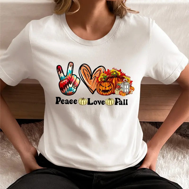 Peace Love Fall Funny Pumpkin Lovers Family - Adult & Kids T-Shirts, Sweatshirts & Hoodies apparel design preview 1
