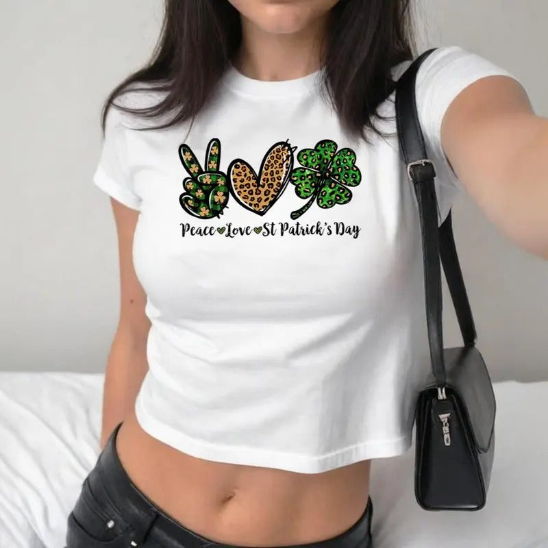 Peace Love St Patrick'S Day Baby Buffalo Leopard - Adult & Kids T-Shirts, Sweatshirts & Hoodies apparel design preview 1