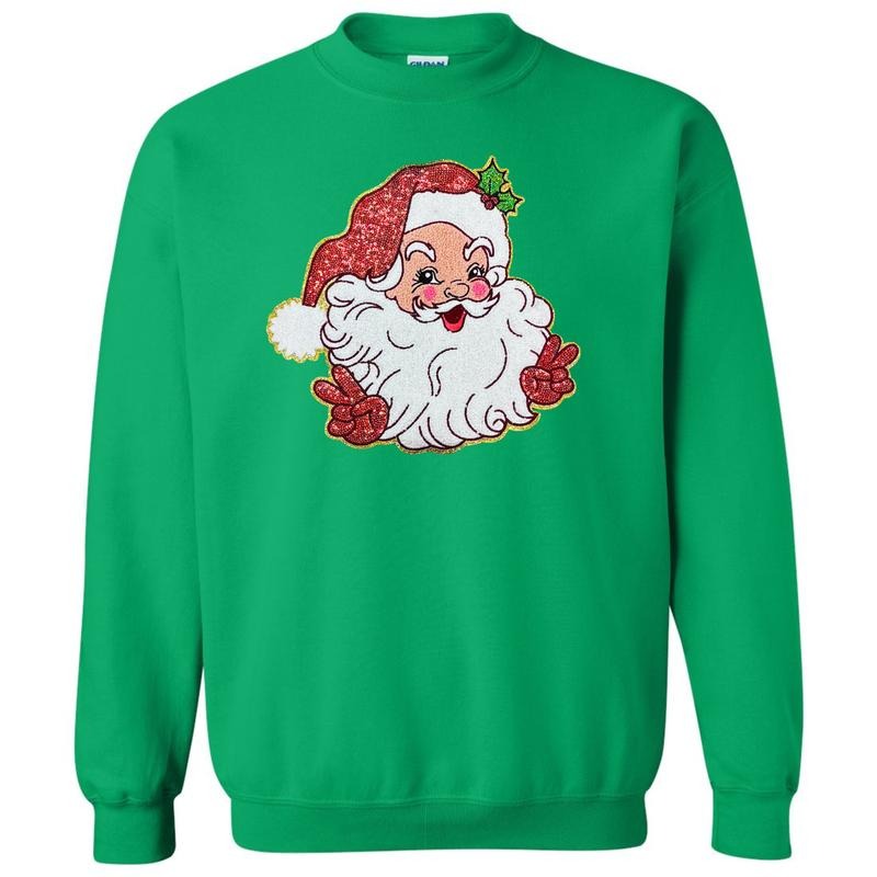 Peace Santa Sequin Chenille Patch - Adult & Kids T-Shirts, Sweatshirts & Hoodies apparel design preview 1