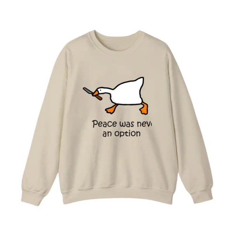 Peace Was Never Option Murder Duck Funny Goose Preppy - Adult & Kids T-Shirts, Sweatshirts & Hoodies apparel design preview 1