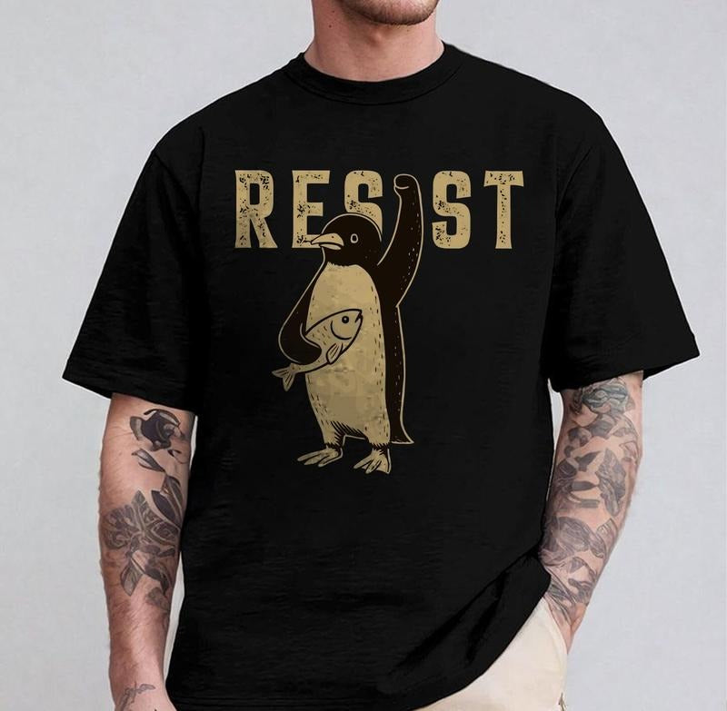 Penguins Resist Against Tariffs Funny Anti DT Social - Adult & Kids T-Shirts, Sweatshirts & Hoodies apparel design preview 1
