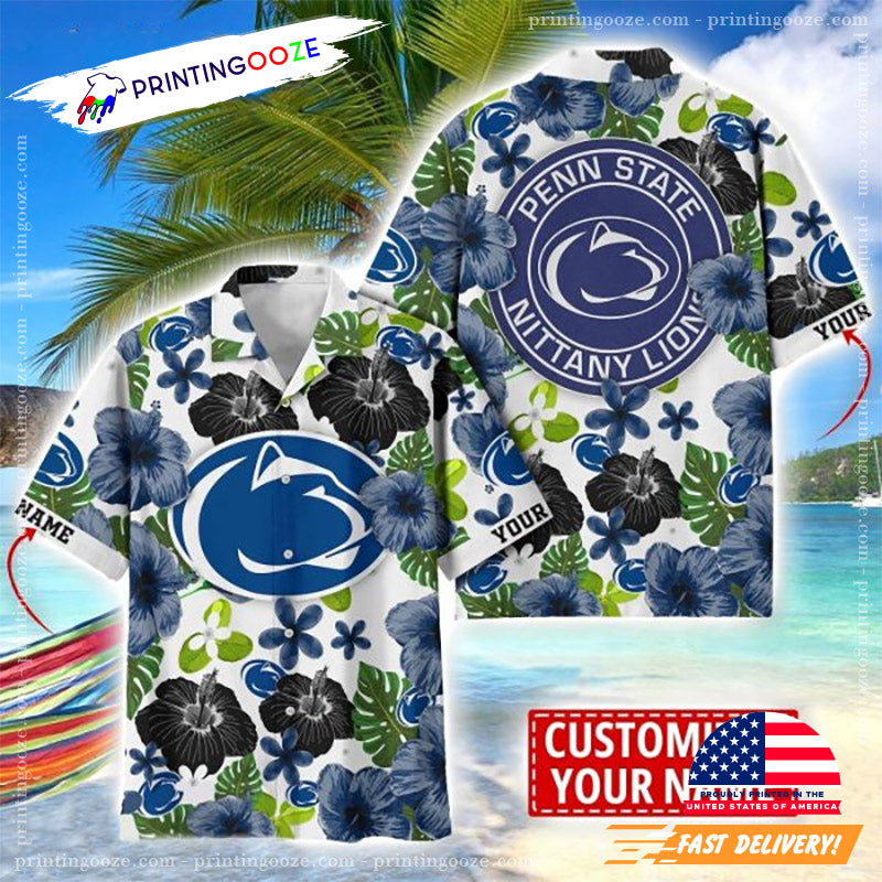 Penn State Nittany Lions Floral Custom Name Hawaiian - Adult & Kids T-Shirts, Sweatshirts & Hoodies apparel design preview 1
