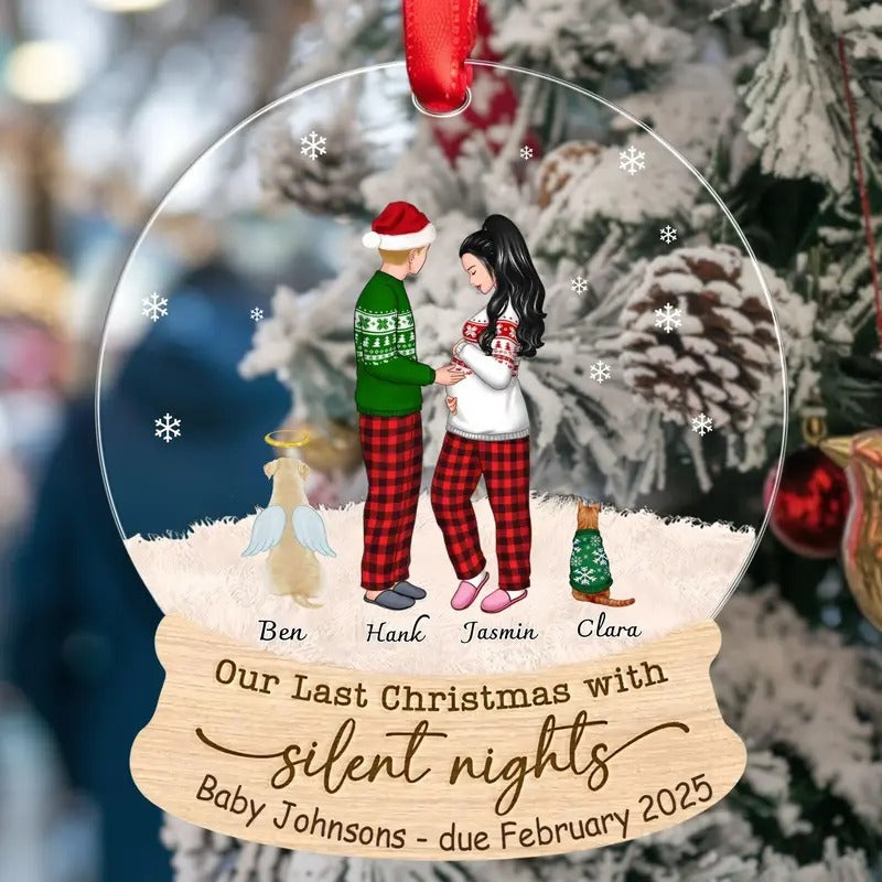 Personalised Pregnant Couple Wooden Ornament Baby - Adult & Kids T-Shirts, Sweatshirts & Hoodies apparel design preview 1
