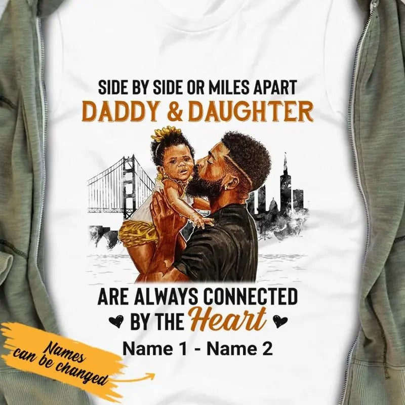 Personalized BWA Dad Daughter Connected Heart SB92 - Adult & Kids T-Shirts, Sweatshirts & Hoodies apparel design preview 1