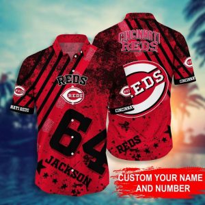 Personalized Cincinnati Reds Team MLB Hawaiian - Adult & Kids T-Shirts, Sweatshirts & Hoodies apparel design preview 1