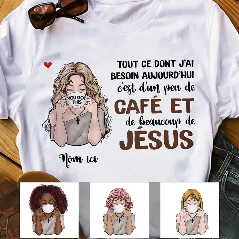 Personalized Coffee Jesus Girl French Café JéSus - Adult & Kids T-Shirts, Sweatshirts & Hoodies apparel design preview 1
