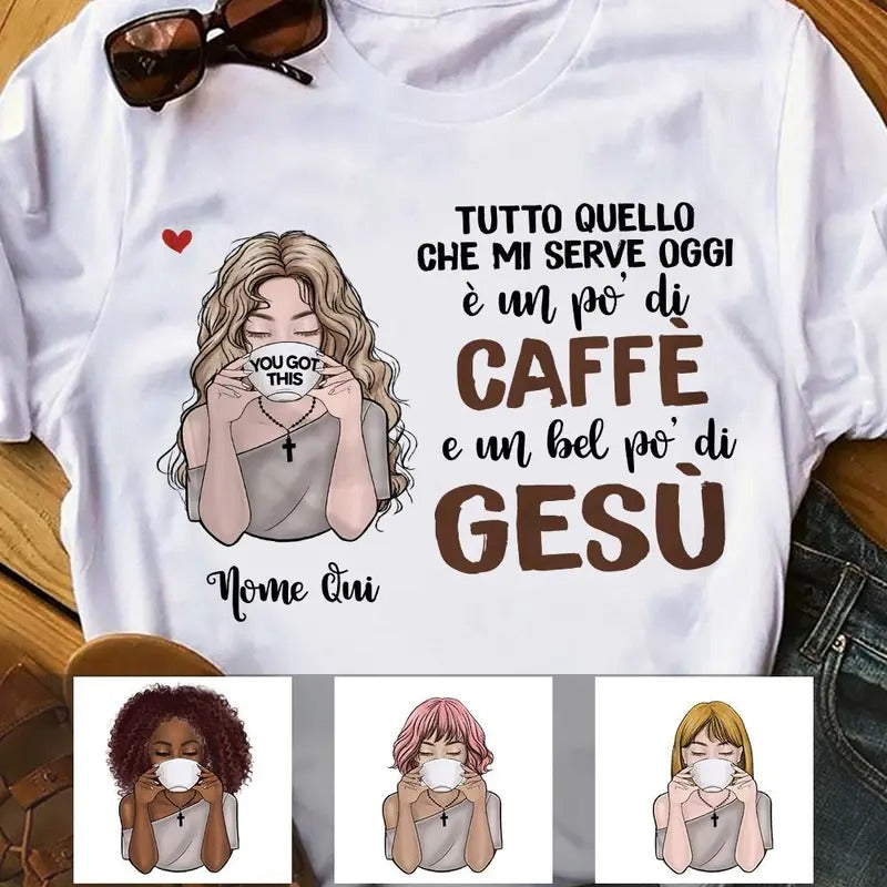 Personalized Coffee Jesus Girl Italian Caffè Gesù - Adult & Kids T-Shirts, Sweatshirts & Hoodies apparel design preview 1