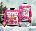 Personalized Custom Name Dunkin Donuts 3D Ugly Christmas Sweater - Holiday Gift product image