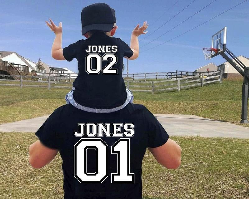 Personalized Dad Last Name Family Any Number Custom - Adult & Kids T-Shirts, Sweatshirts & Hoodies apparel design preview 1