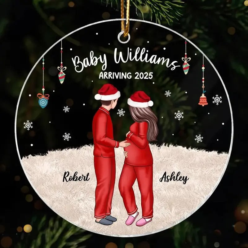 Personalized Expecting Family Acrylic Ornament - Adult & Kids T-Shirts, Sweatshirts & Hoodies apparel design preview 1