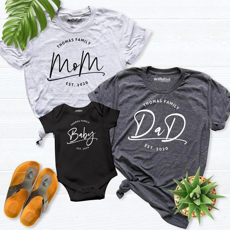 Personalized Family Name Mom Dad Baby Matching New - Adult & Kids T-Shirts, Sweatshirts & Hoodies apparel design preview 1