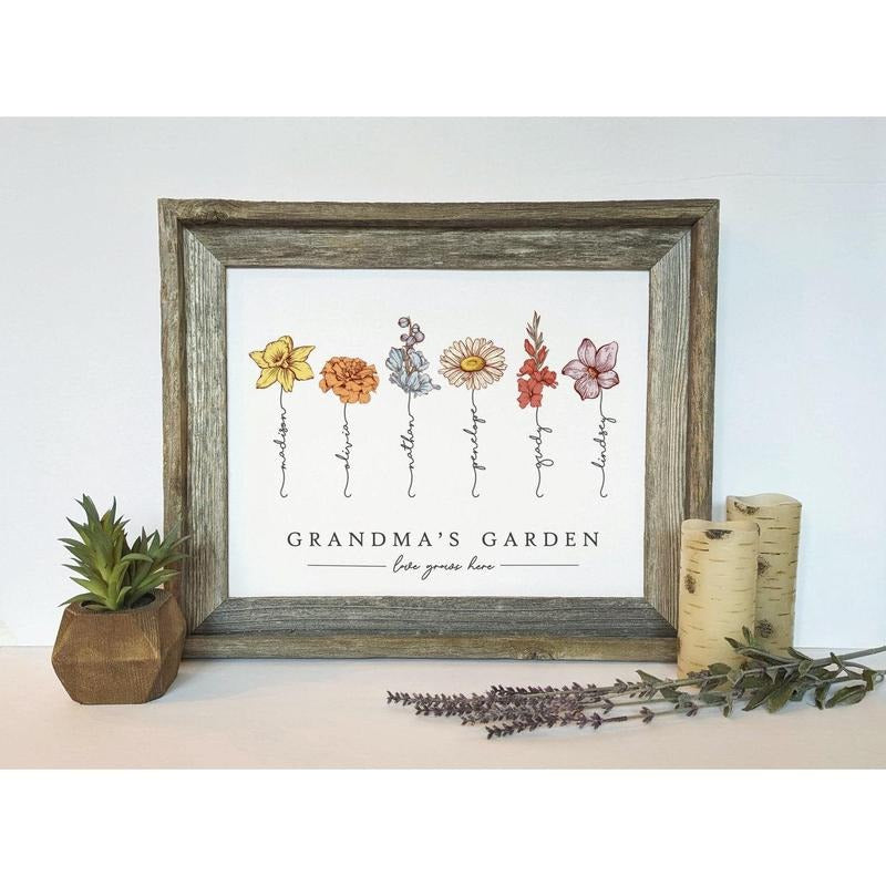 Personalized Grandma'S Garden Birth Flower Unframed - Adult & Kids T-Shirts, Sweatshirts & Hoodies apparel design preview 1