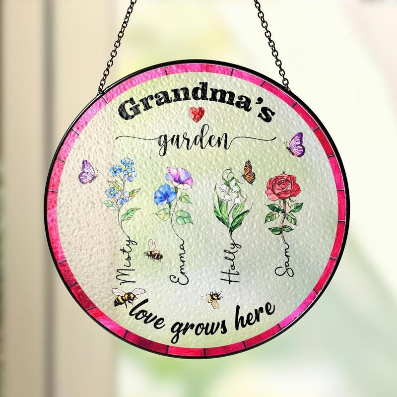 Personalized Grandma'S Garden Stained Glass - Adult & Kids T-Shirts, Sweatshirts & Hoodies apparel design preview 1