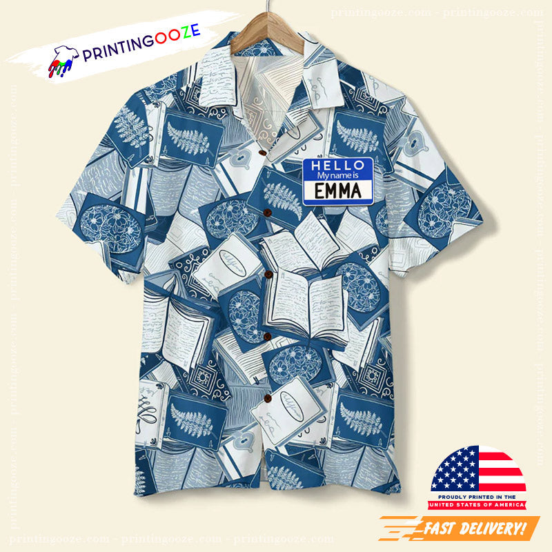 Personalized Hello My Name Is Book Lover Hawaiian - Adult & Kids T-Shirts, Sweatshirts & Hoodies apparel design preview 1