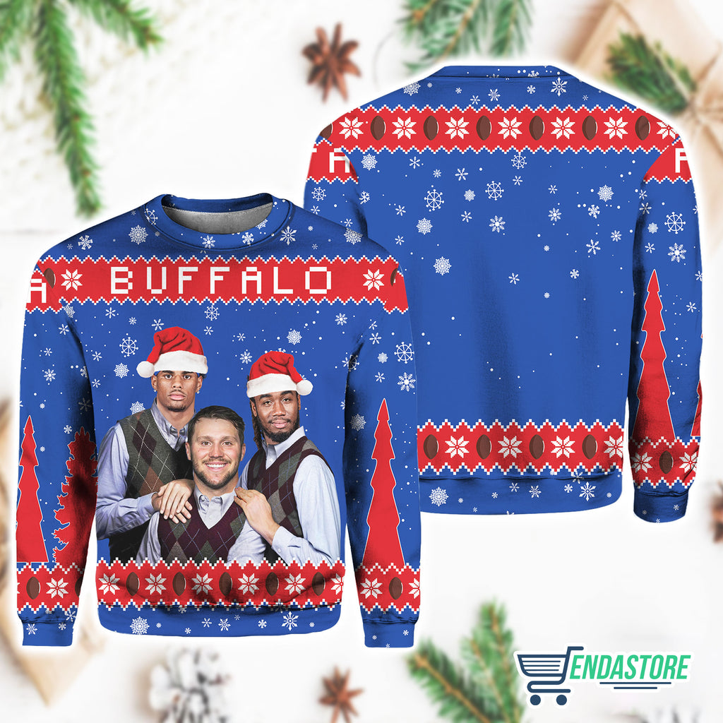 Personalized Josh Allen James Cook Keon Coleman 3D Ugly Christmas Sweater - Gift Idea product image