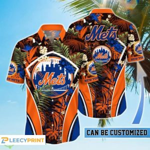 Personalized MLB Flower Summer Tropical New York Mets - Adult & Kids T-Shirts, Sweatshirts & Hoodies apparel design preview 1