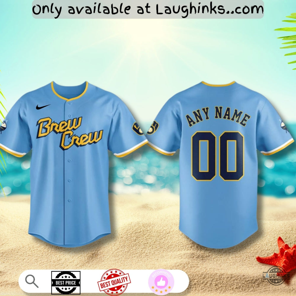 Personalized Milwaukee Brewers City Connect Hawaiian - Adult & Kids T-Shirts, Sweatshirts & Hoodies apparel design preview 1