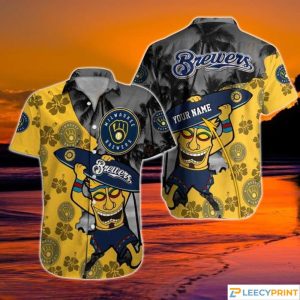 Personalized Milwaukee Brewers Hawaiian Cool Tiki - Adult & Kids T-Shirts, Sweatshirts & Hoodies apparel design preview 1
