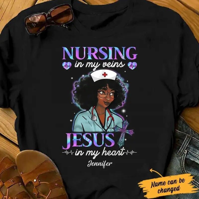 Personalized Nursing Vein Jesus Heart BWA JL242 28O34 - Adult & Kids T-Shirts, Sweatshirts & Hoodies apparel design preview 1