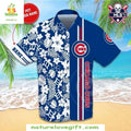 Chicago Cubs Hawaiian Personalized Blue Floral - Adult & Kids T-Shirts, Sweatshirts & Hoodies apparel design preview 1