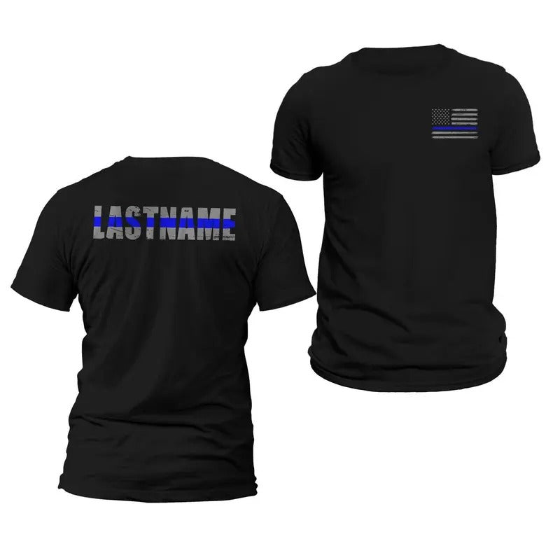 Personalized Police Thin Blue Classic Casual Cotton - Adult & Kids T-Shirts, Sweatshirts & Hoodies apparel design preview 1