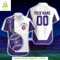 Chicago Cubs Hawaiian Personalized Purple Pinstripe - Adult & Kids T-Shirts, Sweatshirts & Hoodies apparel design preview 1