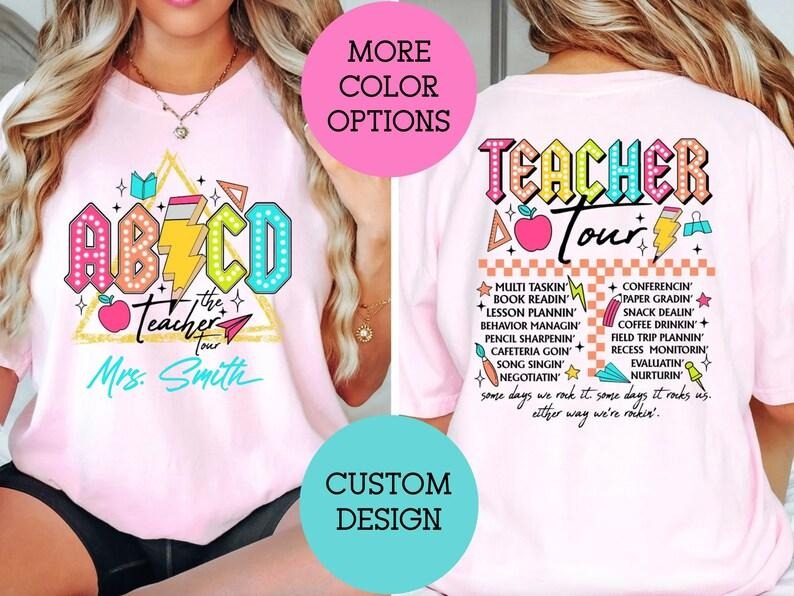 Personalized Retro Teacher ABCD Tour Back School - Adult & Kids T-Shirts, Sweatshirts & Hoodies apparel design preview 1