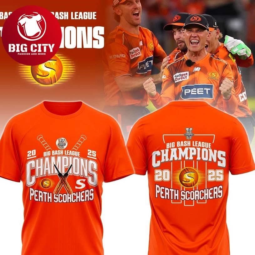 Perth Scorchers 2025 Big Bash League Champions Two - Adult & Kids T-Shirts, Sweatshirts & Hoodies apparel design preview 1