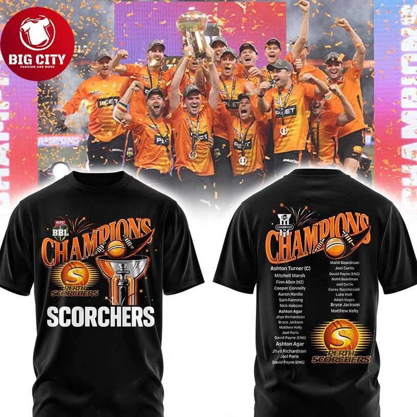 Perth Scorchers 2026 Big Bash League Champions - Adult & Kids T-Shirts, Sweatshirts & Hoodies apparel design preview 1