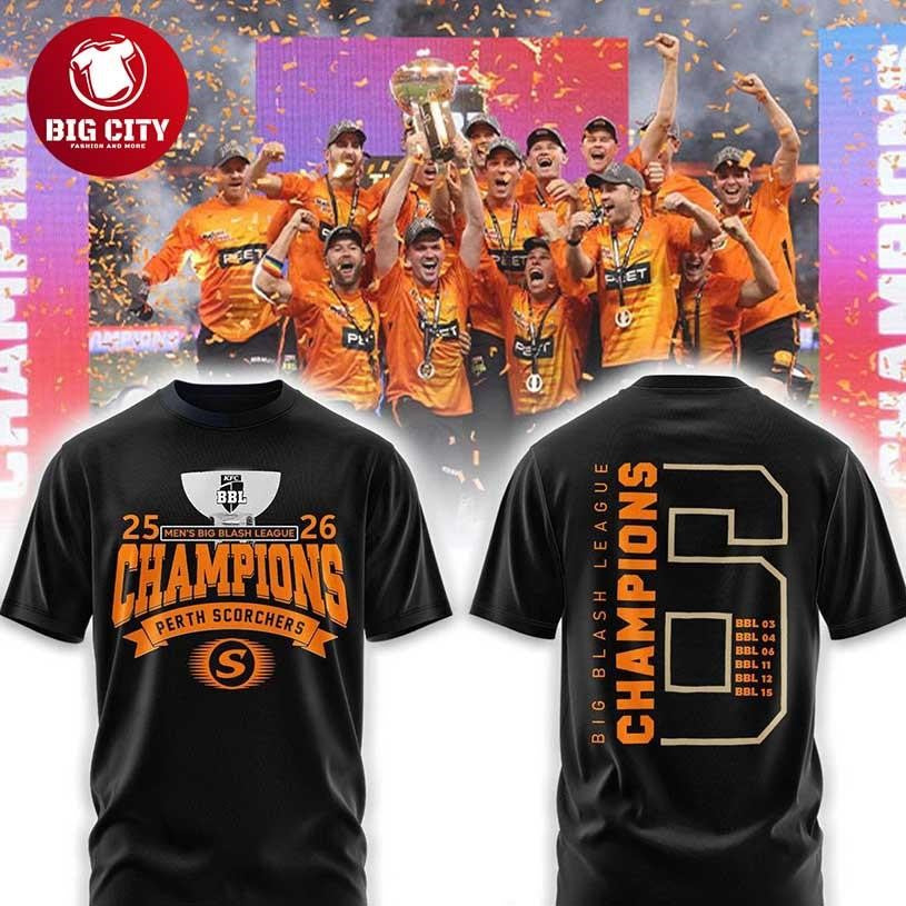 Perth Scorchers Big Bash League Champions 2025-2026 - Adult & Kids T-Shirts, Sweatshirts & Hoodies apparel design preview 1