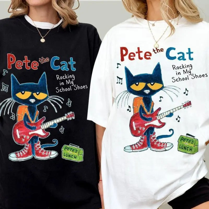 Pete Cat Rocking My School Shoes Childhood Memories - Adult & Kids T-Shirts, Sweatshirts & Hoodies apparel design preview 1