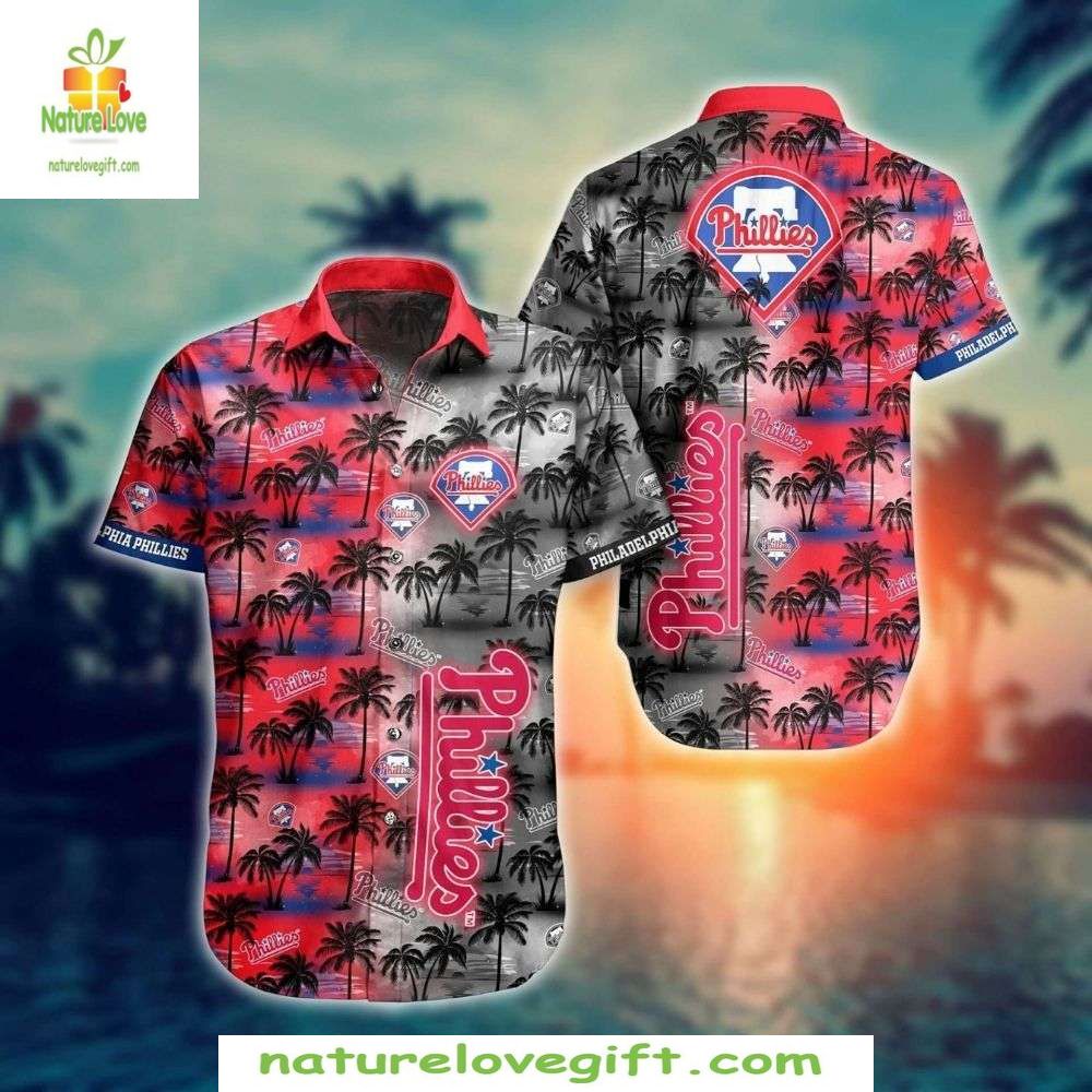 Philadelphia Phillies Hawaiian Gradient Palm Sunset - Adult & Kids T-Shirts, Sweatshirts & Hoodies apparel design preview 1