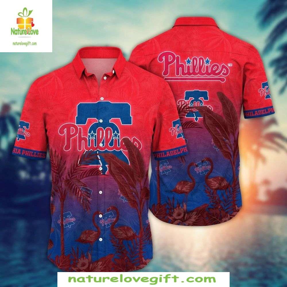 Philadelphia Phillies Hawaiian Red Navy Coastal Flora - Adult & Kids T-Shirts, Sweatshirts & Hoodies apparel design preview 1