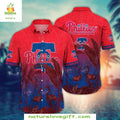 Philadelphia Phillies Hawaiian Red Navy Coastal Flora - Adult & Kids T-Shirts, Sweatshirts & Hoodies apparel design preview 1