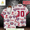 MLB Hawaiian Philadelphia Phillies Fan Red White - Adult & Kids T-Shirts, Sweatshirts & Hoodies apparel design preview 1