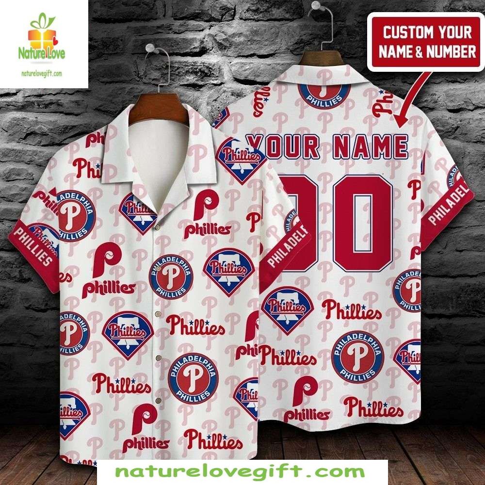 MLB Hawaiian Philadelphia Phillies Fan Red White - Adult & Kids T-Shirts, Sweatshirts & Hoodies apparel design preview 1