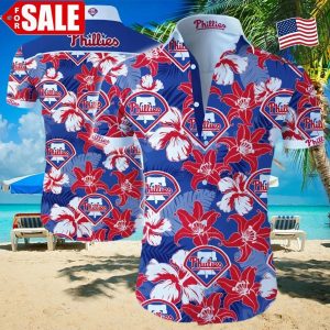 Philadelphia Phillies Logo Red Flower Hawaiian Summer - Adult & Kids T-Shirts, Sweatshirts & Hoodies apparel design preview 1