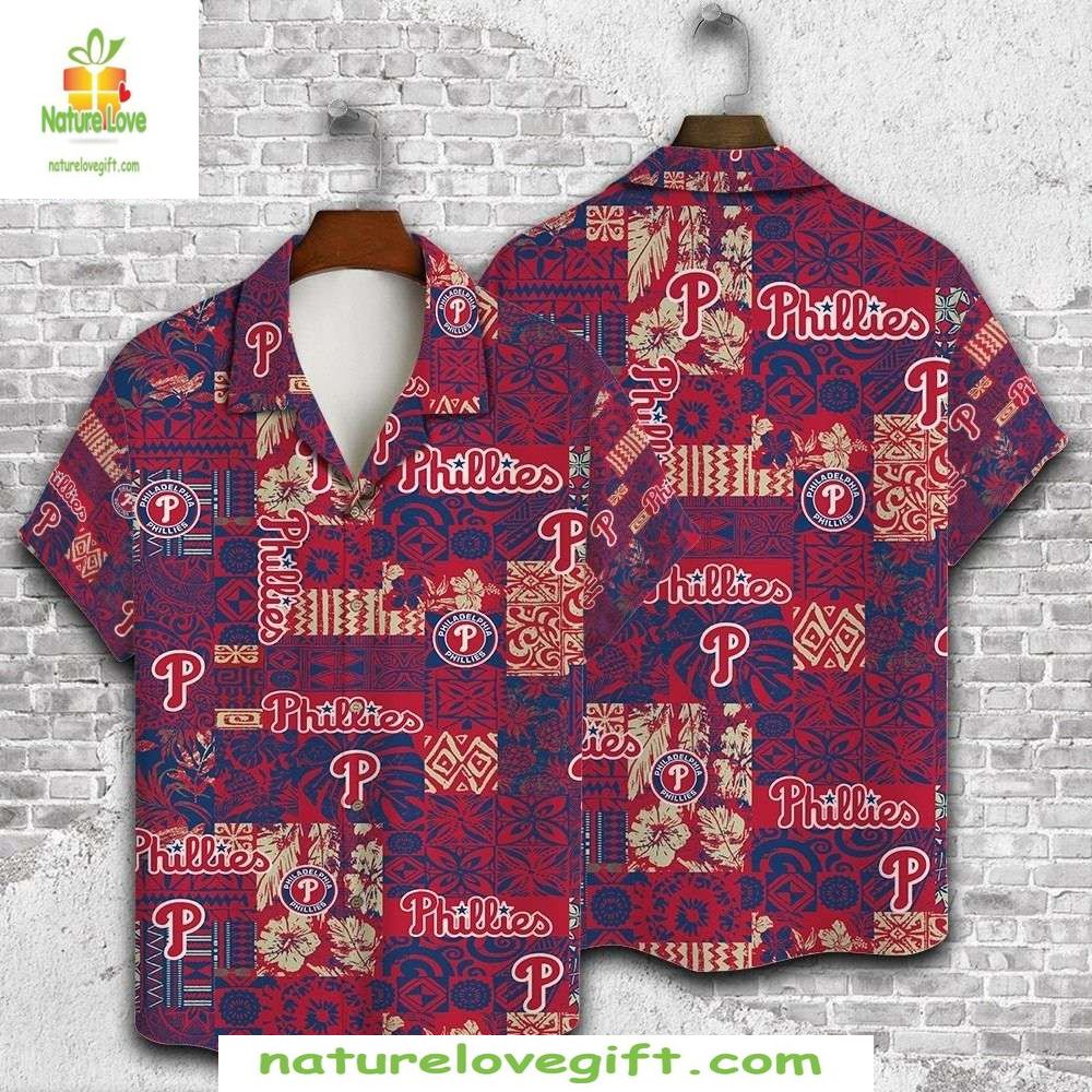 Philadelphia Phillies Hawaiian Tropical Tribal Mosaic - Adult & Kids T-Shirts, Sweatshirts & Hoodies apparel design preview 1