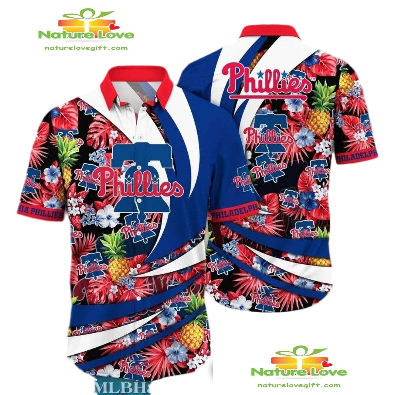 Philadelphia Phillies Hawaiian Nautical Stripes - Adult & Kids T-Shirts, Sweatshirts & Hoodies apparel design preview 1