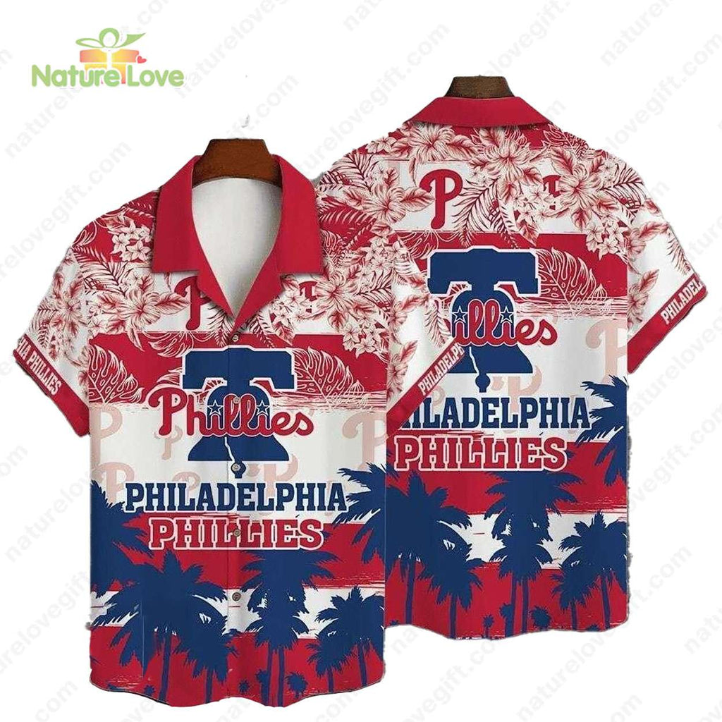 Philadelphia Phillies Tropical Hibiscus Palm MLB - Adult & Kids T-Shirts, Sweatshirts & Hoodies apparel design preview 1