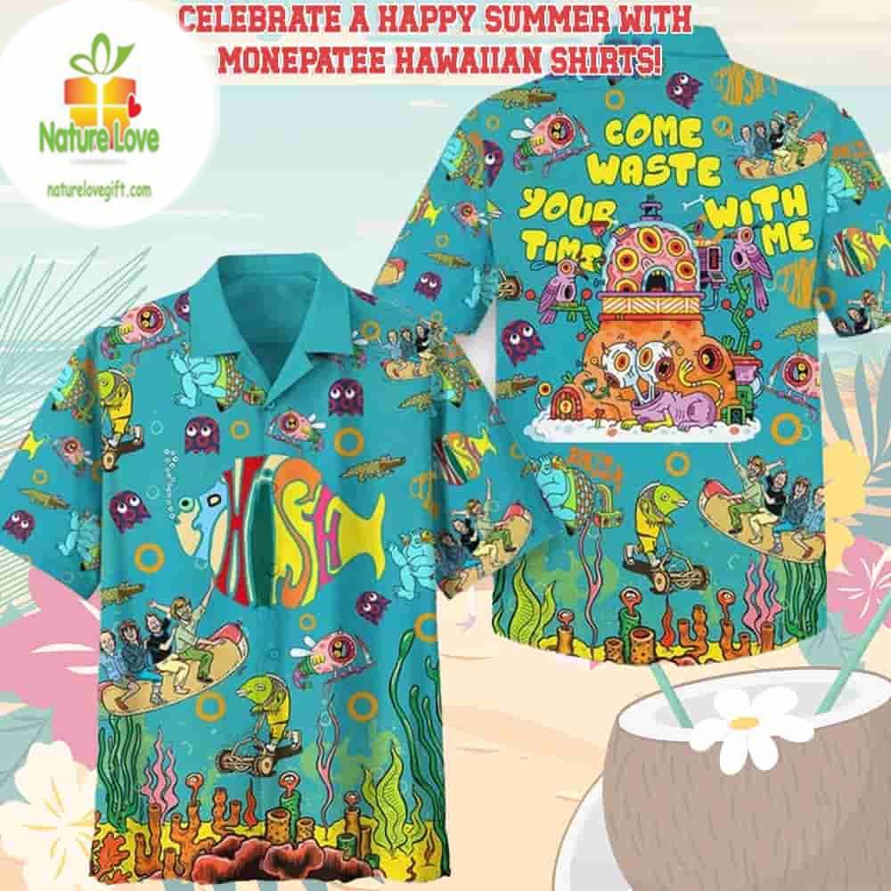 Phish Band Hawaiian Beach Shorts Come Waste Your Time - Adult & Kids T-Shirts, Sweatshirts & Hoodies apparel design preview 1